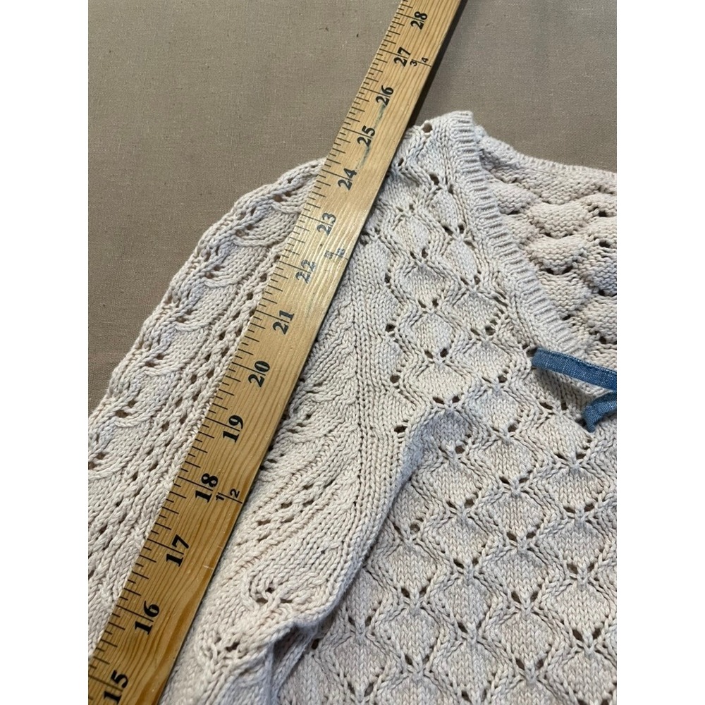 Faded Glory Vintage Y2K Sweater Women's M Cream Lace Up Front Grunge Fairycore - Picture 7 of 9